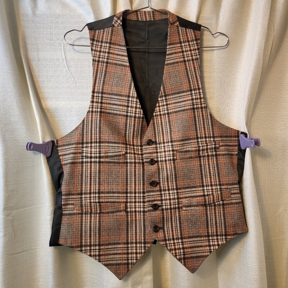🍂 Vtg 50s Plaid Suit Set | Jacket & Vest | Academia 💼 - Picture 5 of 13